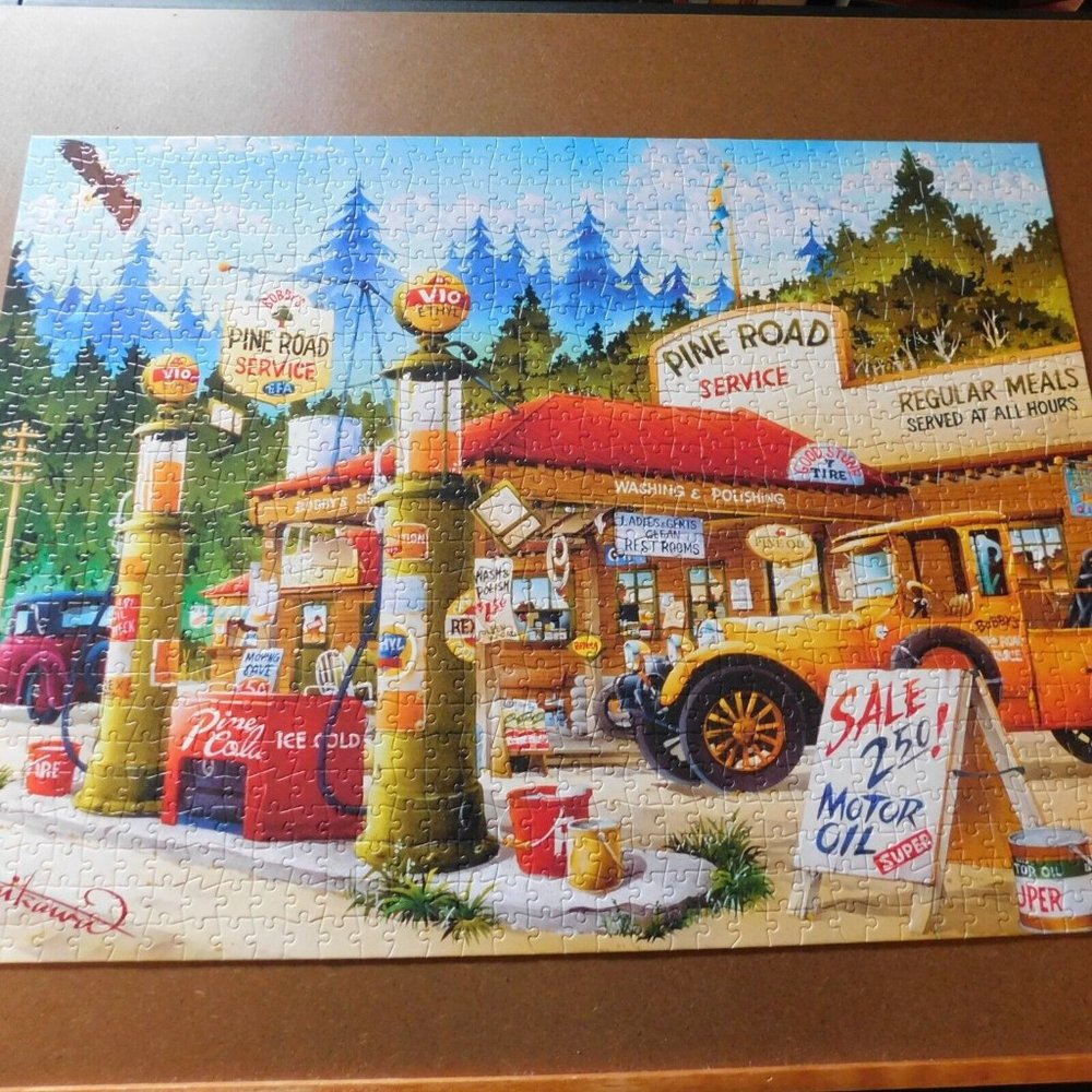 Buffalo Games Jigsaw Puzzle Cartoon World Pine Road Service 1000 Piece Complete